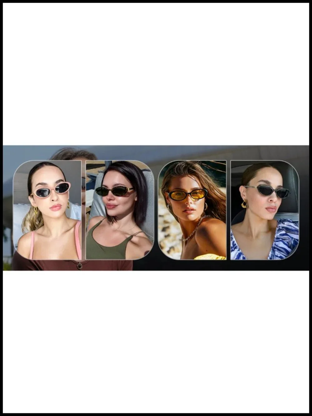 Retro Oval Cateye Sunglasses Small Frame UV400 Protection